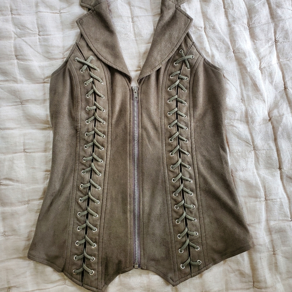 Suede Olvie Green Halter Top